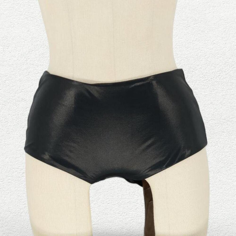Frankies Bikinis x KHY Zuma Metallic Swim Shorts in Black Chrome